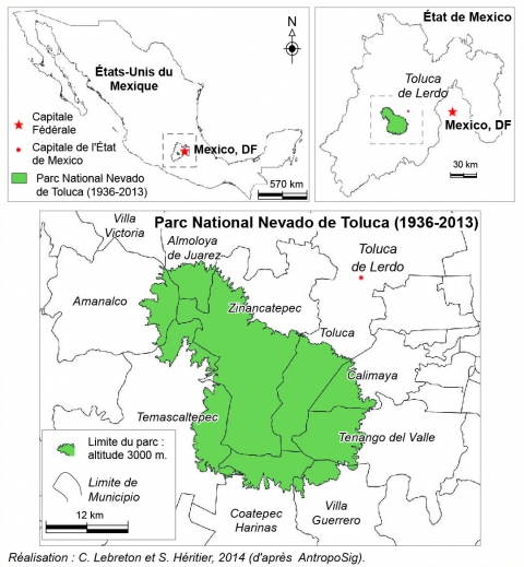 Figure 1. Carte de localisation du Parc national Nevado de Toluca.