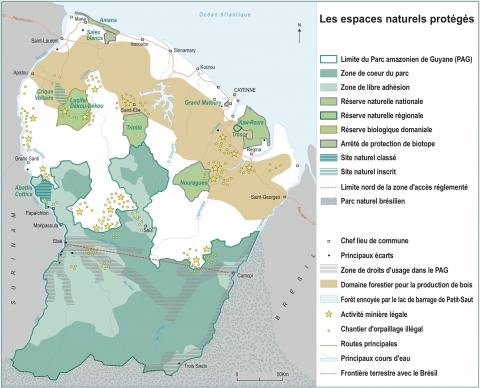 Figure 1. La diversité des espaces naturels protégés en Guyane.