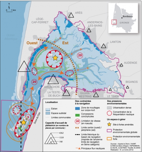 Figure 12. Le bassin de navigation d’Arcachon / The sailing area of the Arcachon Basin.