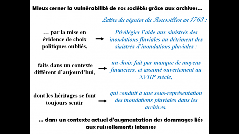 Figure 2. Des choix politiques aux conséquences archivistiques et géographiques pour la gestion des inondations méditerranéennes en France / Political choices have archival and geographical consequences for the management of the Mediterranean floods in France.