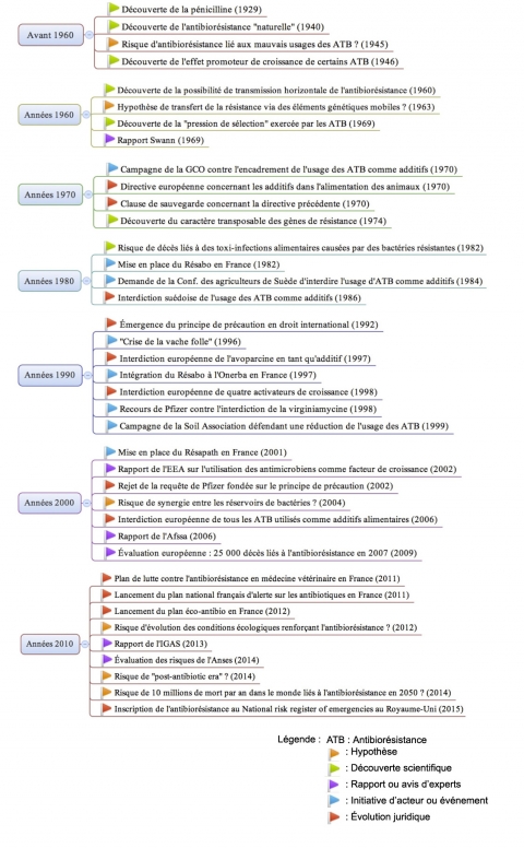 Figure 1. Frise historique de l’antibiorésistance animale en France et en Europe