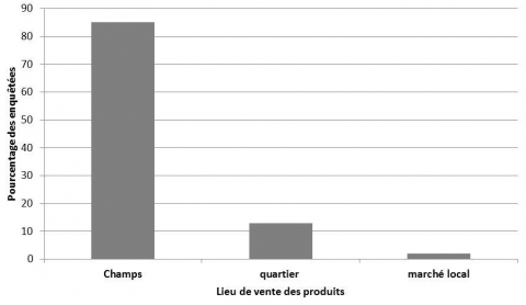 Figure 7. Pourcentage des enquêtées selon le lieu de vente des feuilles fraiches et la poudre de M. oleifera.