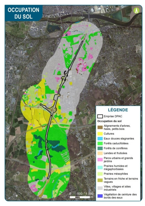 Figure 1. Occupation du sol dans l’aire d’étude, autour de l’autoroute A10 entre Chambray-lès-Tours et Veigné.