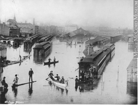 Figure 9. Inondation de la gare Bonaventure à Montréal en 1886 / Flooding in the Bonaventure Station, Montreal.