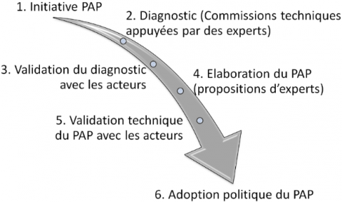 Figure 1. Processus habituel d’élaboration des PAP en Mauritanie / Usual fishery development plan elaboration process in Mauritania.
