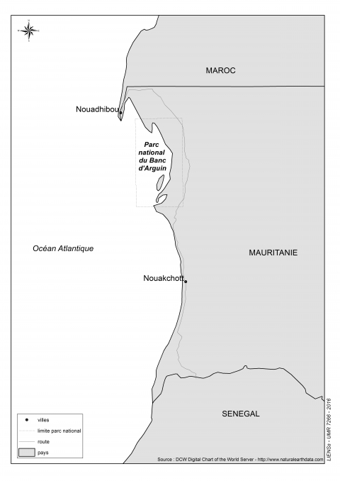 Figure 2. Carte du littoral mauritanien / Map of the coastal area of Mauritania.