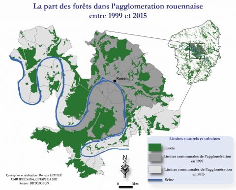 Figure 6. Une agglomération qui concentre de plus en plus de forêt (1999-2015).