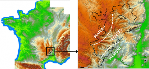 Figure 1. Le Parc naturel régional des Monts d’Ardèche : un territoire de pente.