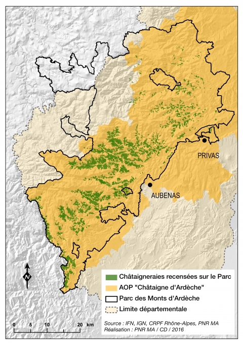 Figure 3. Les châtaigneraies recensées sur le territoire du Parc.