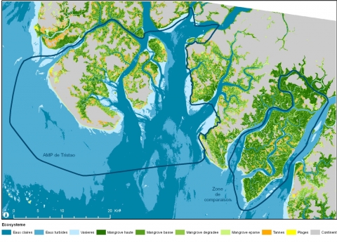 Figure 5. Cartographie des écosystèmes marins et côtiers de l’AMP des iles Tristão