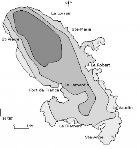 Figure 3. Potentialité forestière de la Martinique.