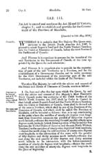 Document: An Act to amend and continue the Act 32 and 33 Victoria, chapter 3; and to establish and provide for the Government of the Province of Manitoba.