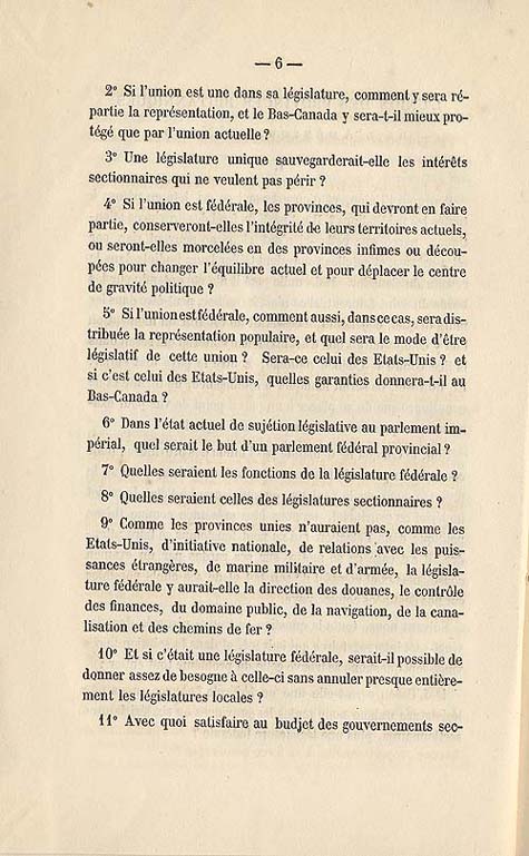 Document :  Cauchon, Joseph. tude sur l'union projete des provinces britanniques de l'Amrique du Nord. [Qubec : s.n.], 1858. p. 6.