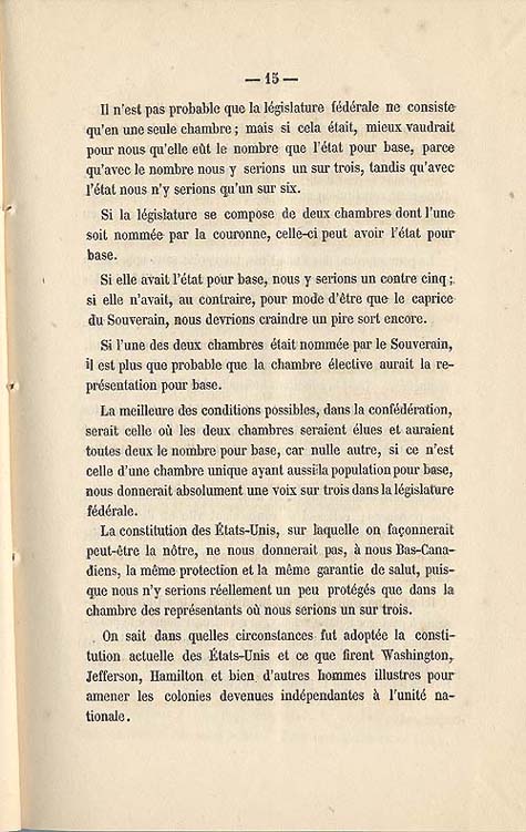 Document :  Cauchon, Joseph. tude sur l'union projete des provinces britanniques de l'Amrique du Nord. [Quebec : s.n.], 1858. P 15.