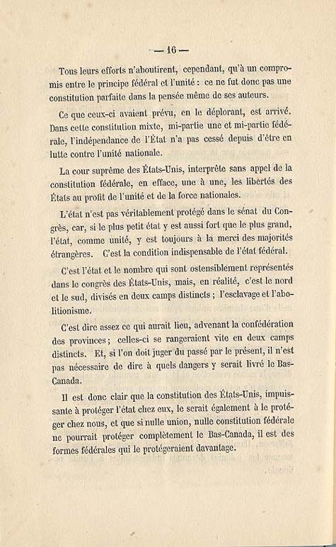 Document :  Cauchon, Joseph. tude sur l'union projete des provinces britanniques de l'Amrique du Nord. [Quebec : s.n.], 1858. P 16.