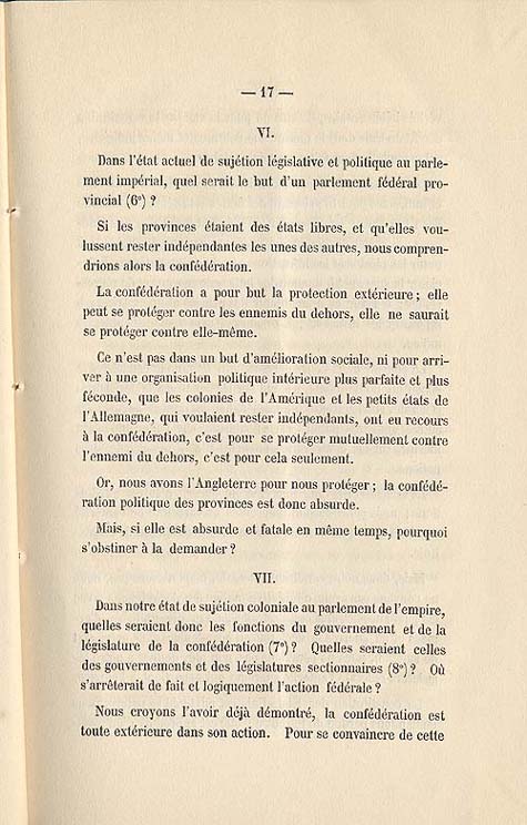 Document :  Cauchon, Joseph. tude sur l'union projete des provinces britanniques de l'Amrique du Nord. [Quebec : s.n.], 1858. P 17.