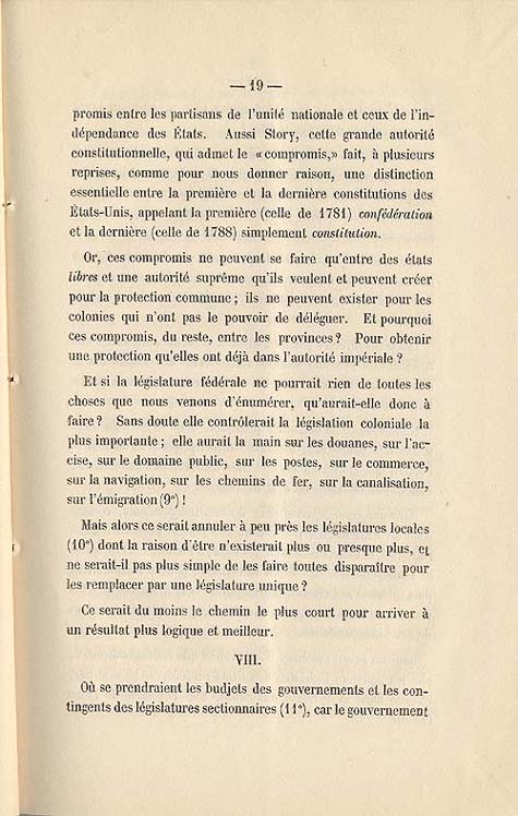 Document :  Cauchon, Joseph. tude sur l'union projete des provinces britanniques de l'Amrique du Nord. [Quebec : s.n.], 1858. P 19.