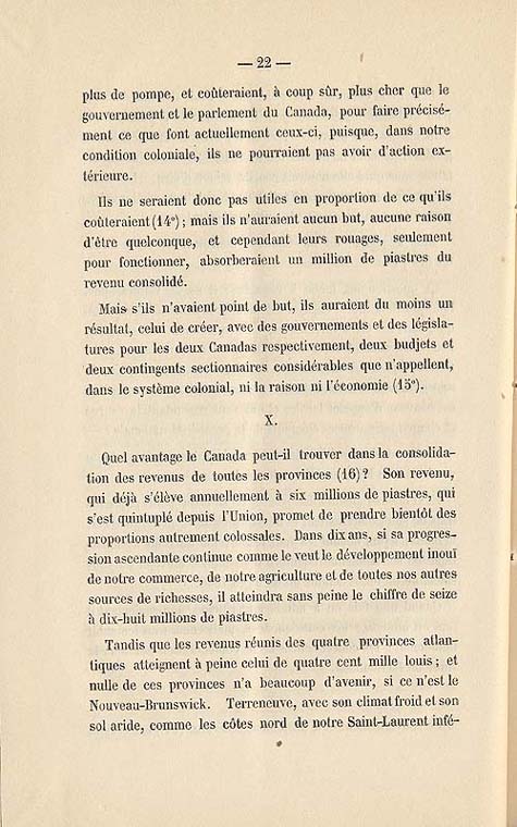 Document :  Cauchon, Joseph. tude sur l'union projete des provinces britanniques de l'Amrique du Nord. [Quebec : s.n.], 1858. P 22.