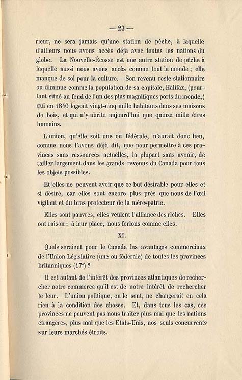 Document :  Cauchon, Joseph. tude sur l'union projete des provinces britanniques de l'Amrique du Nord. [Quebec : s.n.], 1858. P 23.