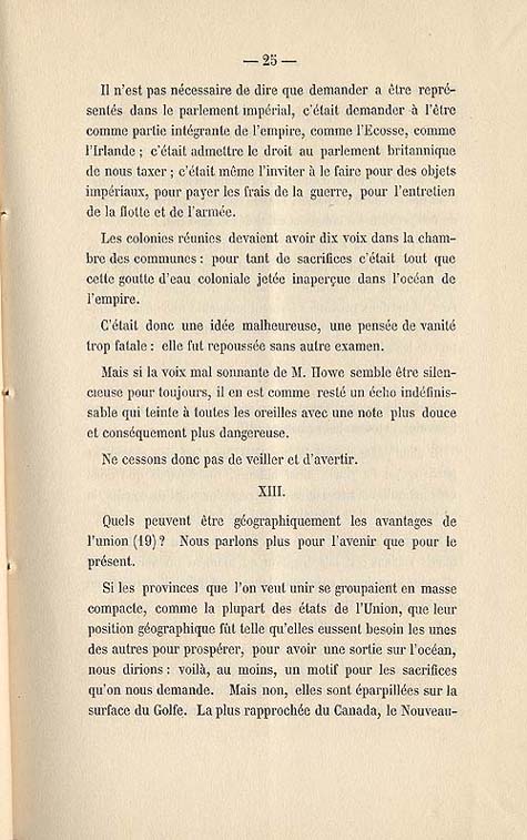 Document :  Cauchon, Joseph. tude sur l'union projete des provinces britanniques de l'Amrique du Nord. [Quebec : s.n.], 1858. P 25.