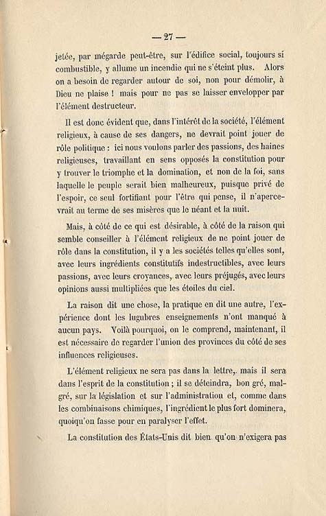 Document :  Cauchon, Joseph. tude sur l'union projete des provinces britanniques de l'Amrique du Nord. [Quebec : s.n.], 1858. P 27.