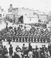 Photograph: Volunteer regiment of Elora, Ontario, May 1862. By 1870, the active militia numbered over 30,000 to defend against threats from the United States