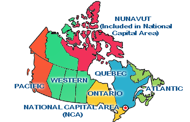 Map of Canada. Select a region for more information on that region