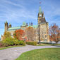 A view of the Centre Block in the fall