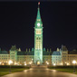 View of Centre Block at night