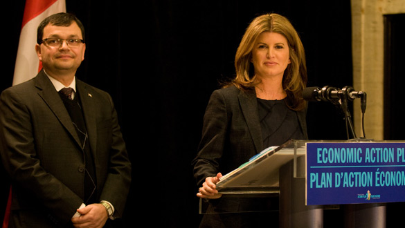 The Honourable Rona Ambrose with Jacques Gourde at the announcement of the successful innovations from the second round of the Canadian Innovation Commercialization Program in Ottawa.