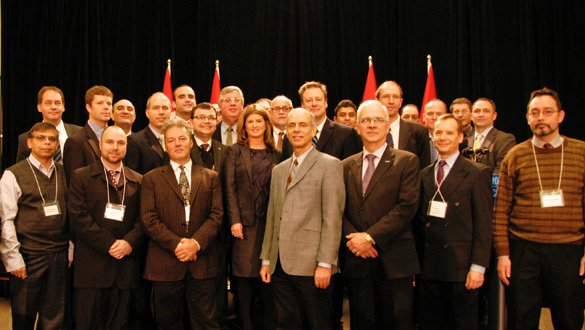 The Honourable Rona Ambrose is joined by representatives from some of the companies whose successful innovations were a part of the Canadian Innovation Commercialization Program.