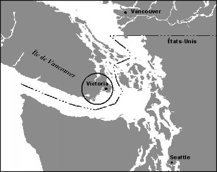 l'emplacement du bassin de radoub à proximité de Victoria, dtails dans le texte qui suit l'image.