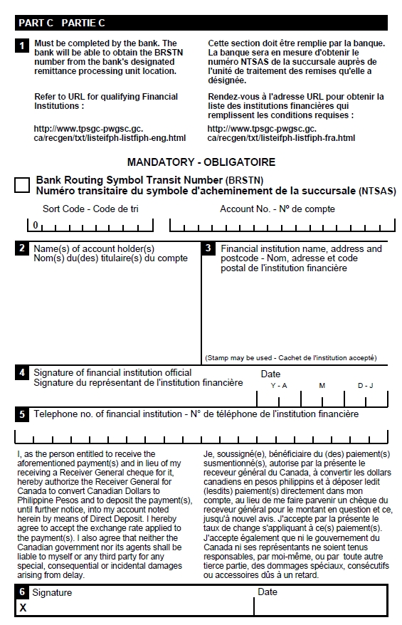 This image is a screen capture of Part C of the Philippines enrolment form