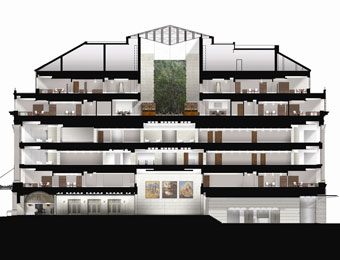 The renovated Wellington Building viewed in cross section