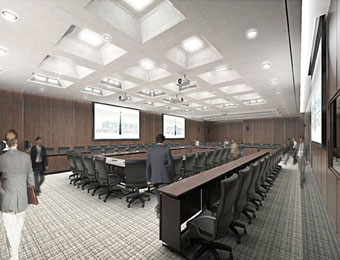 Sketch of a typical committee room in the renovated Wellington Building