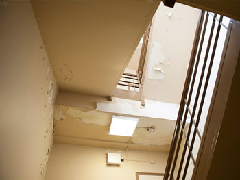A view of the deterioration in one of the staircases in the West Memorial Building