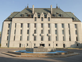 A rear view of the Supreme Court of Canada Building
