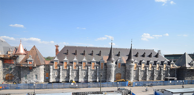 Front view of the current reconstruction on the Voltigeurs de Québec Armoury