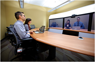 Employees using a videopresence unit (high-definition videoconferencing), Kanata, ON