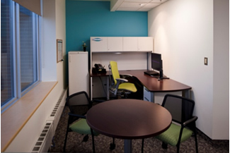 An open-concept workspace for a Leadership Worker with a window view and lots of storage space, Gatineau, QC