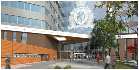 RCMP E Division Headquarters facility entrance (artist's rendering)