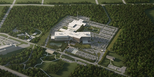 Future RCMP E Division Headquarters facility (GTAP artist rendering of aerial view)
