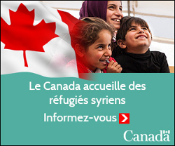 Un exemple d’affichage internet de la campagne Le canada accueille des réfugiés syriens de Citoyenneté et Immigration Canada