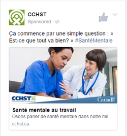 Un exemple de publicité dans les médias sociaux du Centre canadien d’hygiène et de sécurité au travail