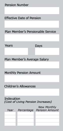 Layout for survivor's pension data - Descrliption below.