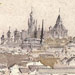 Aquarelle représentant Ottawa et les édifices du Parlement vus de la résidence du Gouverneur général, de Frances C. Ford, juin 1877