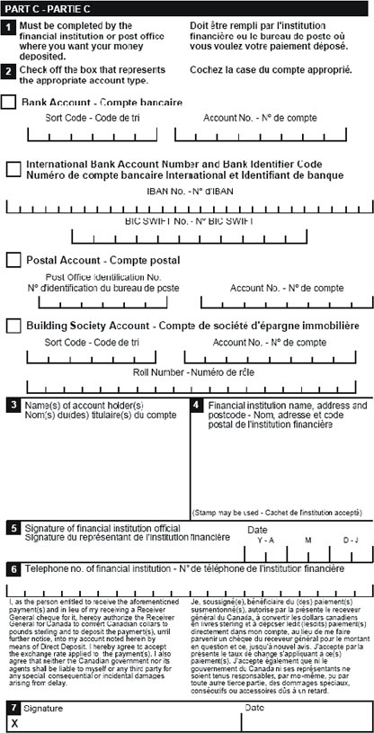 This image is a screen capture of Part C of the United Kingdom enrolment form