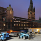 Night view of the Wellington Building during renovations