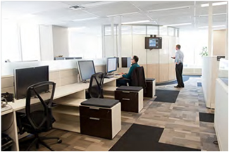 Row of Free Address workstations for employees to 'touch down' when they are in the office, Ottawa, ON