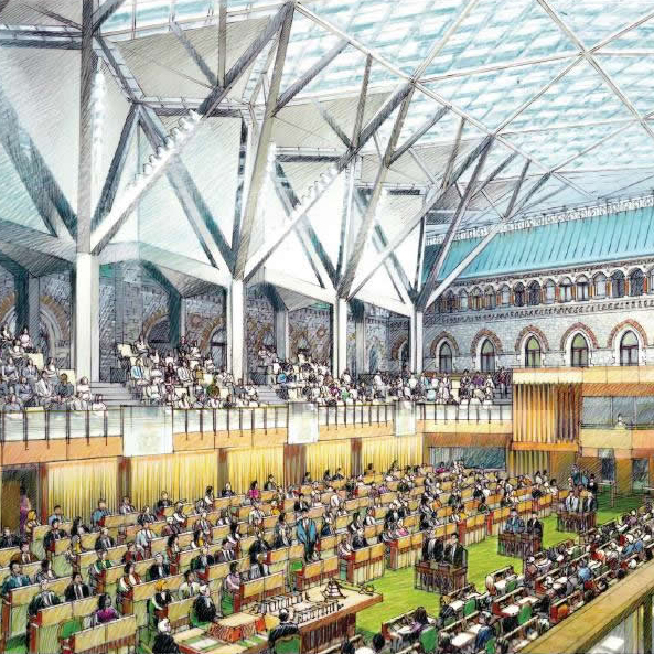 View enlarged image of an artist's rendering of the House of Commons Chamber